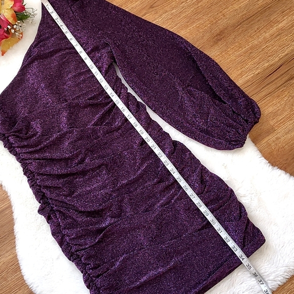 Elegant Purple One-Shoulder Dress - Picture 6 of 14